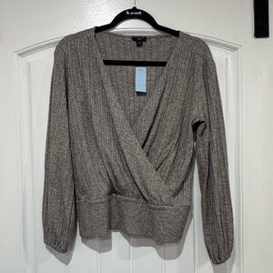 Ann Taylor Factory Gray Wrap Sweater